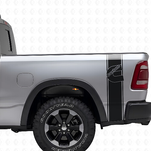 Custom C-Style Rear Side Stripes Vinyl Decal Kit for Dodge Trucks
