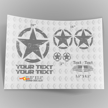Oscar Mike Style Military Distressed Star US Decal Kit Bonnet Stickers Decals for Jeep Wrangler 2