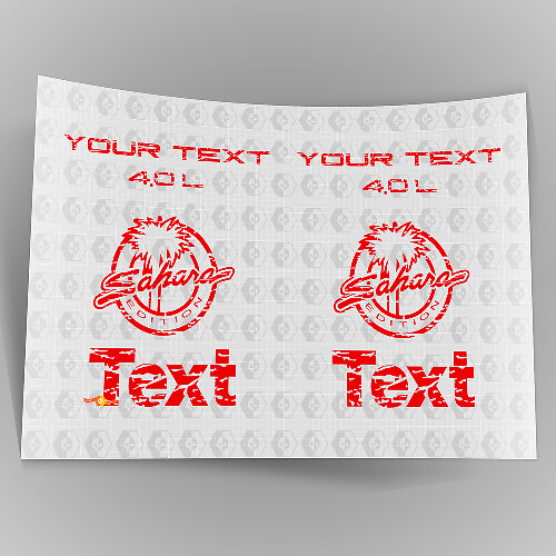 Jeep Wrangler Sahara 4.0 TJ fender logos distressed 1997 -2006