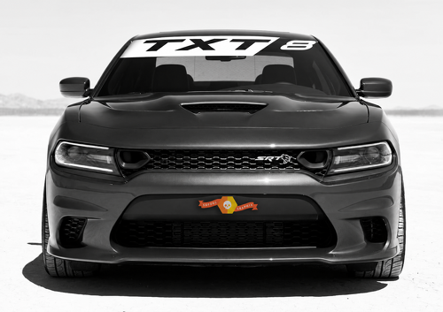 TXT8 Diagonal Banner Windshield Vinyl Decal Sticker for Dodge Charger Hellcat