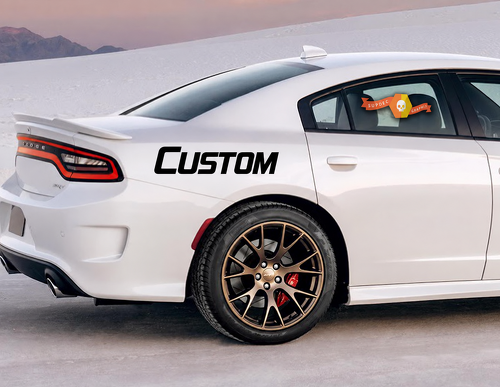 CUSTOM Italic Wordmark Pair Side Rear Fender Vinyl Decal Sticker for Dodge Charger Hellcat