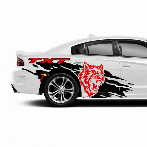 TXT Custom Cat Head Splash Pair Side Rear Fender Vinyl Decal Sticker for Dodge Charger SRT, Hellcat