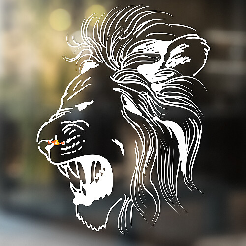 Lion Head in Thin Line Art Universal Vinyl Decal Sticker