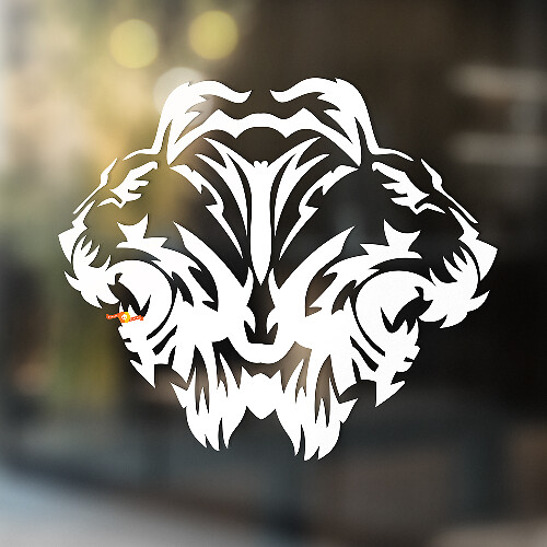 Mirrored Lion Head Universal Vinyl Decal Sticker_1