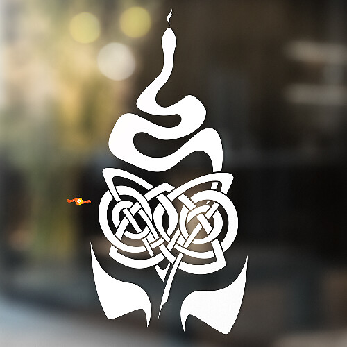 Snake with Tribal Ornament Universal Vinyl Decal Sticker_1