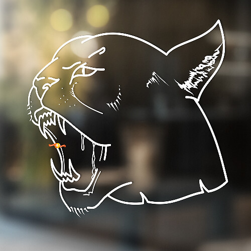 Angry Puma Outline Style Universal Vinyl Decal Sticker