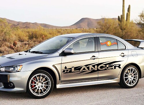 Torn Style Logo Side Door Vinyl Decal Sticker for Mitsubishi Lancer
