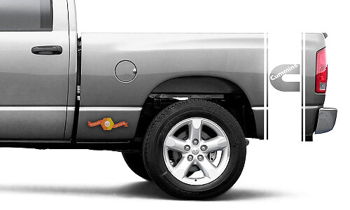 Cummins Turbo Diesel Bed Side Stripes Vinyl Decal Kit for Dodge Ram 