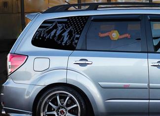 Subaru Forester USA Flag Windshield Decals Stickers Fits 2009-2013 Side Windows - 2.5x Turbo
