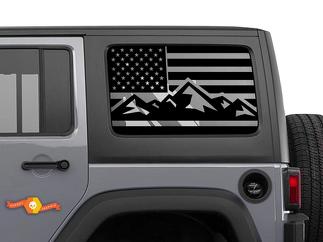 Jeep Wrangler Rubicon Hardtop USA Flag Windshield Decal JKU JLU 2007-2019 or Tacoma 4Runner Tundra Subaru Charger Challenger
