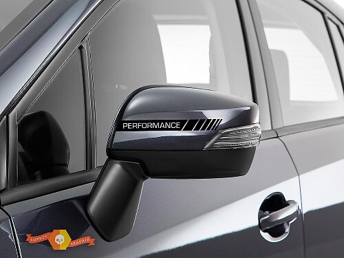 2 pack Black Rearview Mirror Side PERFORMANCE Stripe Decal Sticker Vinyl Racing
