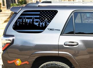 Forest Trees USA Flag Decal For 2010-2019 Toyota 4Runner TRD PRO windows
