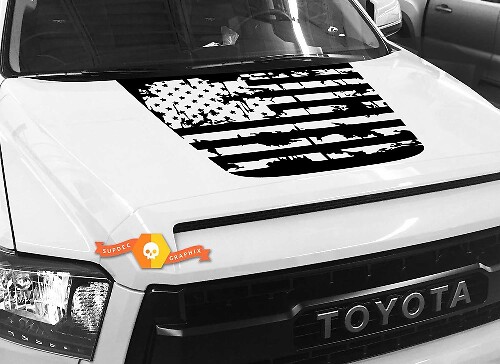 Distressed USA Flag Hood Vinyl Decal for Toyota Tundra 2014-2018
