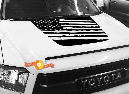 American Flag Destroyed Hood Vinyl Decal for Toyota Tundra 2014-2018