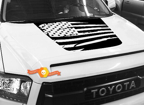  American Flag Distressed Style Hood Vinyl Decal for Toyota Tundra 2014-2018