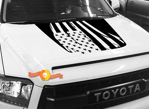USA Flag Distressed Design Hood Vinyl Decal for Toyota Tundra 2014-2018