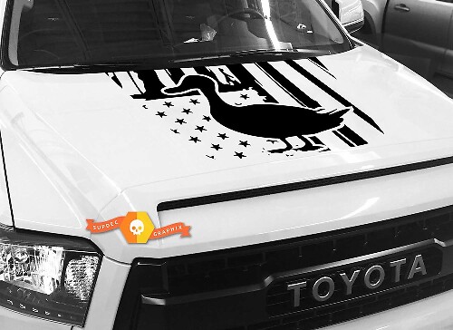 USA Flag Duck Silhouette Hood Vinyl Decal for Toyota Tundra 2014-2018