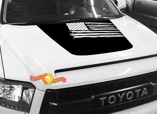  USA Flag Blackout Style Hood Vinyl Decal for Toyota Tundra 2014-2018