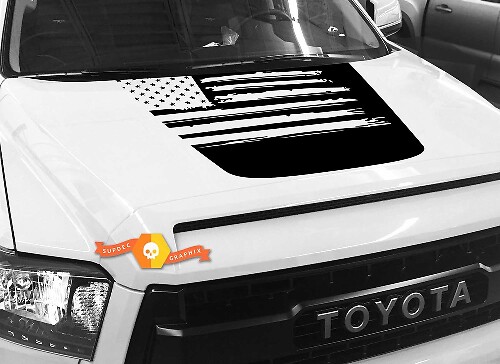  Distressed Style American Flag Hood Vinyl Decal for Toyota Tundra 2014-2018