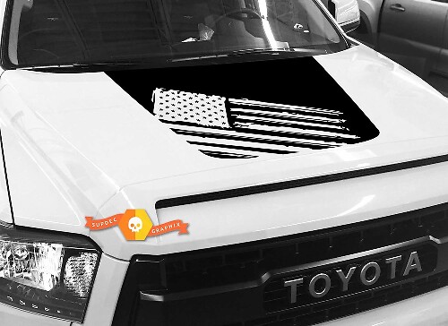  Blackout Style American Flag Hood Vinyl Decal for Toyota Tundra 2014-2018