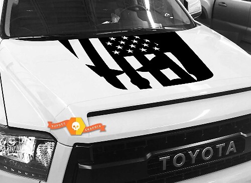 USA Flag Punisher Style Hood Vinyl Decal for Toyota Tundra 2014-2018