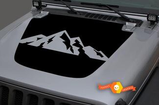 Hood Vinyl Mountains Blackout Decal for 18-19 Jeep Wrangler JL #2
