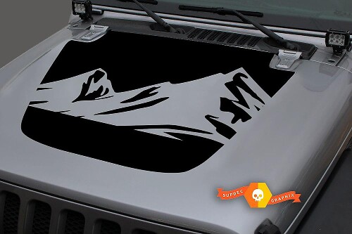 Mountains Blackout Bonnet Vinyl Decal Sticker 2 for Jeep Wrangler JL