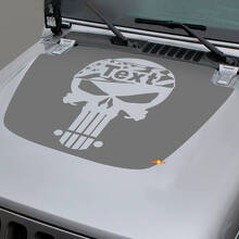 Custom Punisher USA Flag Hood Vinyl Decal Graphic for Jeep Wrangler JL_3