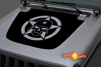 Jeep Hood Vinyl Military Star Skull Blackout Decal Sticker for 18-19 Wrangler JL#3
