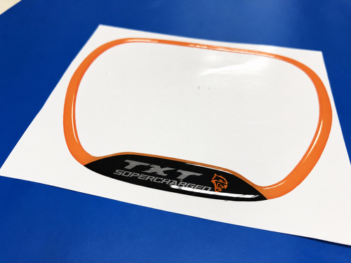 SRT Hellcat Style Orange Supercharged Custom TXT Cat Domed Trim Ring Steering Wheel Vinyl Decal Sticker for Dodge Challenger