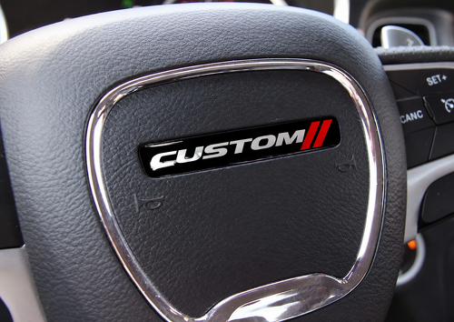 Black Red Twin Stripes Custom Domed Insert Steering Wheel Vinyl Decal Sticker for Dodge Challenger