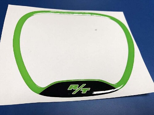 R/T Lime Steering Wheel Trim Ring Domed Decal for Dodge Challenger Charger 