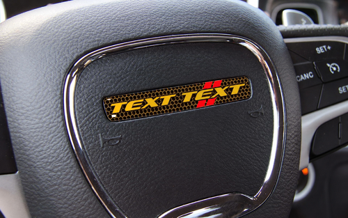 Scat Pack Style TEXT TEXT Yellow Red Honeycomb Domed Strip Steering Wheel Vinyl Decal Sticker for Dodge Challenger