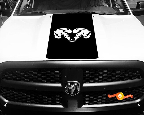 Dodge Ram 1500 Vinyl Decal HOOD Ram Head Racing HEMI Stripe Stickers #31
