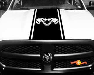 Dodge Ram 1500 Vinyl Decal HOOD Ram Head Racing HEMI Stripe Stickers #35

