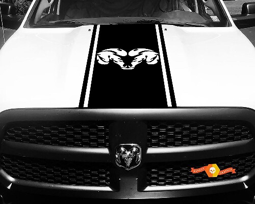 Dodge Ram 1500 Vinyl Decal HOOD Ram Head Racing HEMI Stripe Stickers #35
