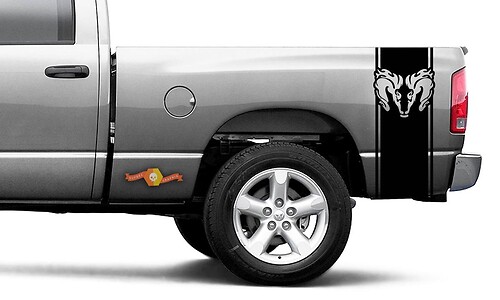 Dodge Ram Vinyl Racing Bed Side Stripe RAM head Decal Sticker #51
