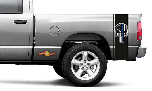 Punisher-Style USA Flag Bed Stripe Vinyl Decals Kit for Dodge Ram