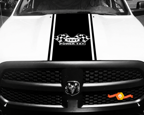 TEXT POWER TXT Checkered Flags Full Pinstripe Panel Hood Vinyl Decal Sticker for Dodge Ram 1500