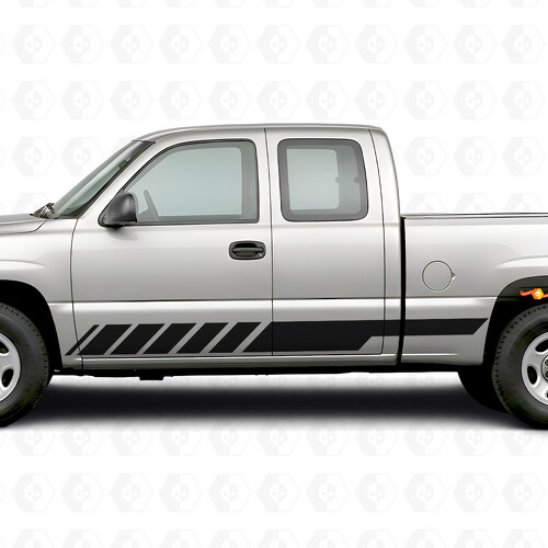 Slanted Racing Door & Rocker Panel Vinyl Stripes for Chevrolet Silverado 1500 GMT800 1999-2007_1