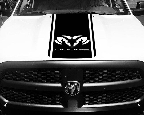Dodge Ram 1500 Vinyl Decal HOOD Ram Head Racing HEMI Stripe Stickers #67
