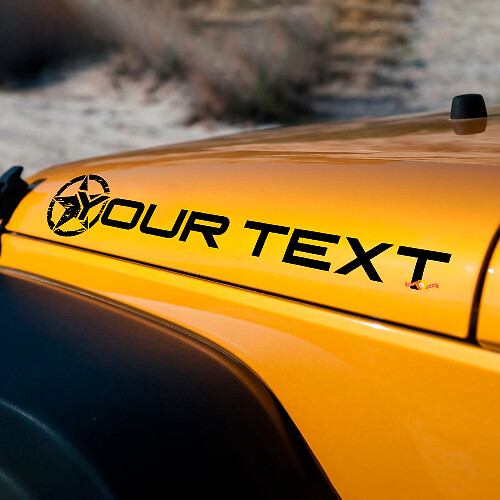 Custom Text Military Star Edition Bonnet Sticker Vinyl Decal for Jeep Wrangler