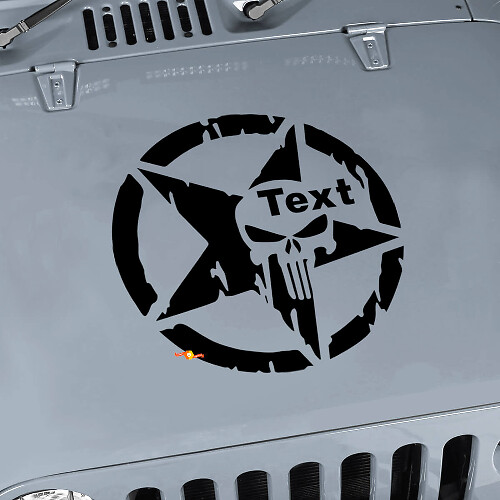Punisher Military Star Hood Sticker Vinyl Decal for Jeep Wrangler