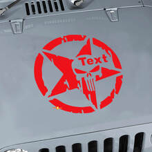 Punisher Military Star Hood Sticker Vinyl Decal for Jeep Wrangler 3