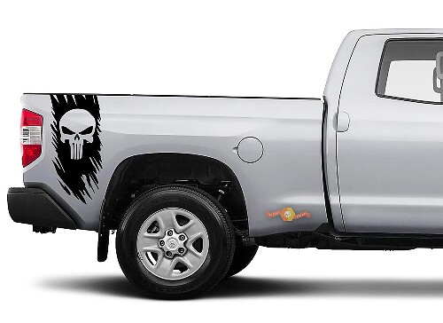 Punisher Skull Side Vinyl Decal For Toyota Nissan Chevy Trucks