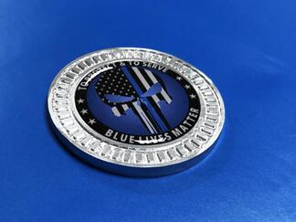 3D Badge Punisher Blue Line Metal Aluminum Bed Side Emblem For Jeep Wrangler JL JK YJ TJ
