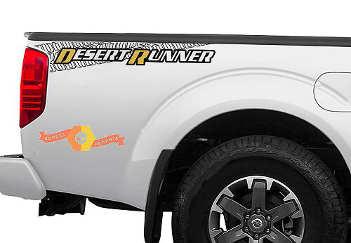Desert Runner Tire Track Bed Side Vinyl Decal Pair for Nissan Frontier