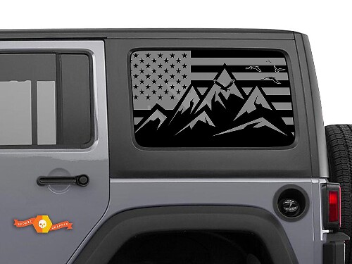 USA Flag Mountains Windscreen Vinyl Sticker Decal For Jeep Toyota Dodge Lorries