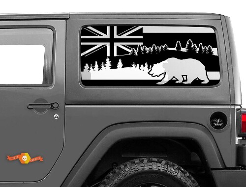 Hawaii Flag Bear Forest Windscreen Sticker Decal For Jeep Wrangler Rubicon Hardtop JKU JLU 2007-2019 or Tacoma 4Runner Tundra Charger Challenger