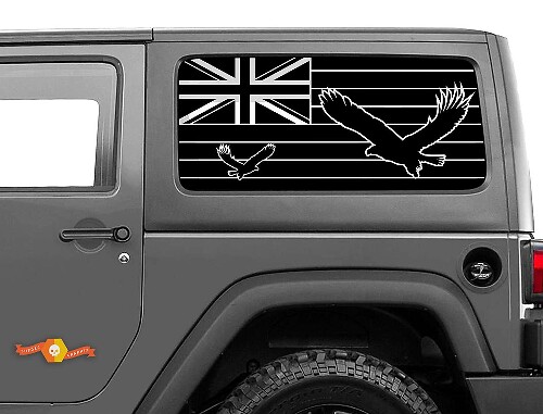 Hawaii Flag Eagle Windscreen Sticker Decal For Jeep Wrangler Rubicon Hardtop JKU JLU 2007-2019 or Tacoma 4Runner Tundra  Charger Challenger